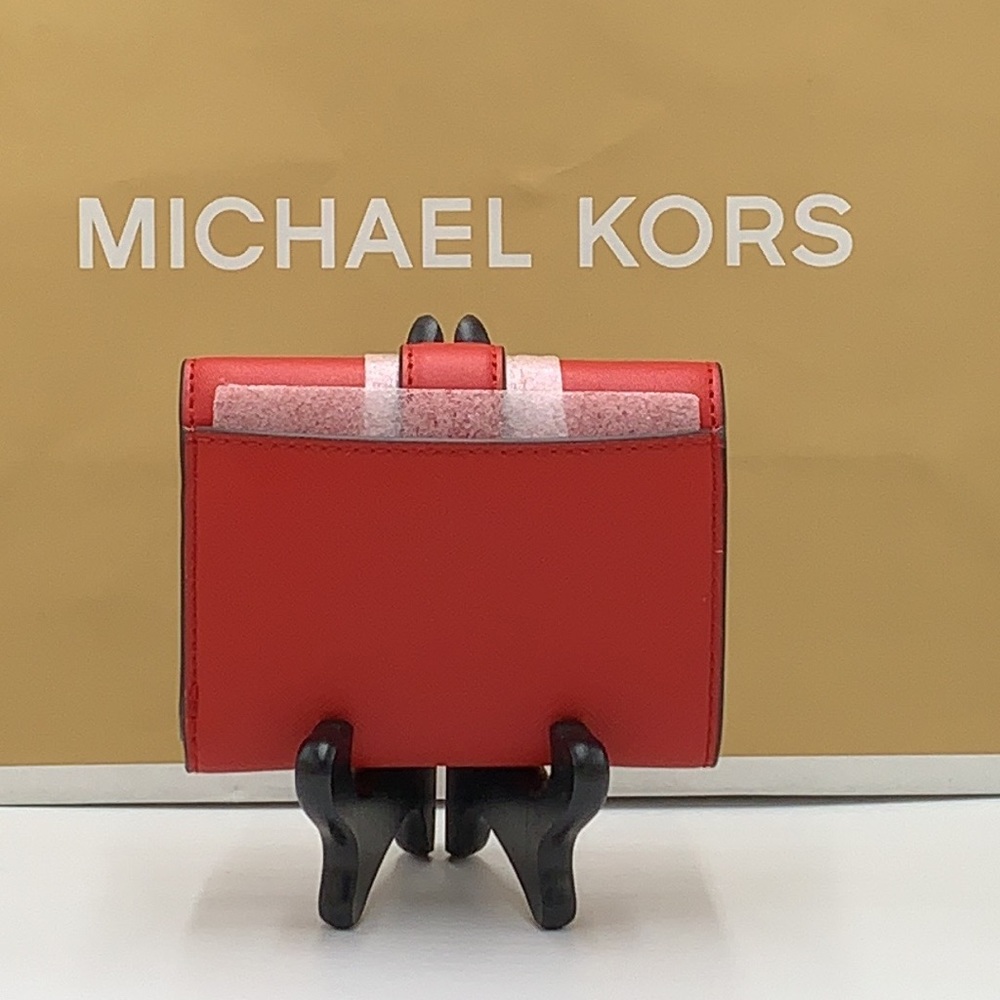 MICHAEL KORS CARMEN MEDIUM LOGO AND FAUX LEATHER WALLET BRIGHT RED NWT - Picture 9 of 12
